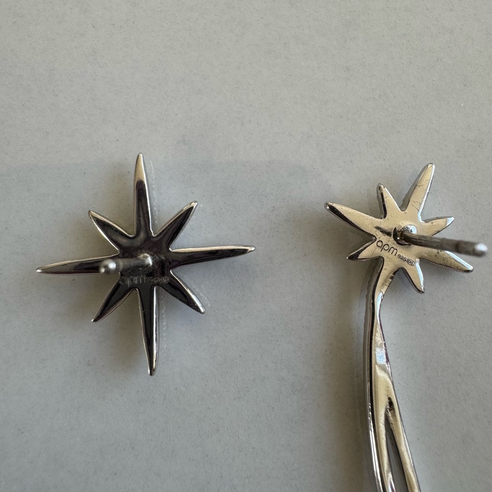 APM Asymmetrical Double Meteorites Earrings-Sterling Silver - Picture 6 of 8